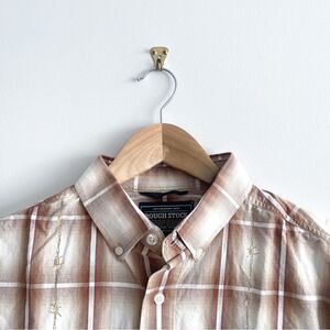 Panhandle Slim Roughstock Shirt Western Button Up Brown Plaid Mens L Barbed Wire